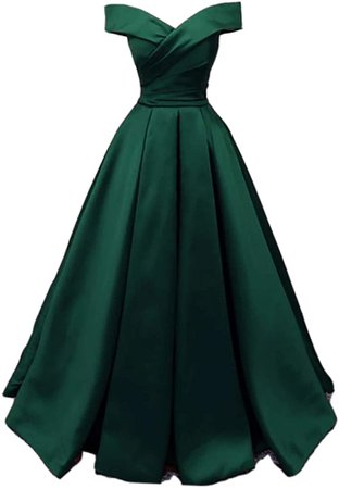 womenbride Women's Satin Off Shoulder Prom Dresses A-line Ruched Long Formal Evening Party Gowns Green at Amazon Women’s Clothing store