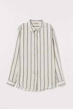 H&M+ Linen Shirt - Beige