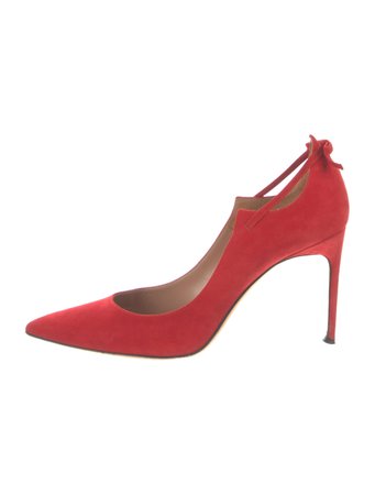 Brian Atwood Suede Bow Accents Pumps - Red Pumps, Shoes - BRI33848 | The RealReal