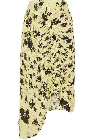Preen Line | Yuna ruffled shirred floral-print georgette midi skirt | NET-A-PORTER.COM
