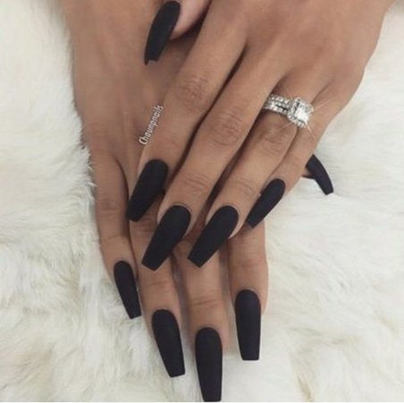 Black coffin matte nails
