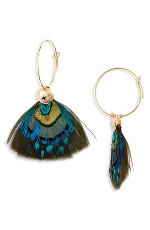 Gas Bijoux Bermude Feather Hoop Earrings | Nordstrom