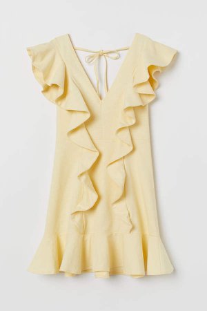 Short Flounced Dress - Yellow