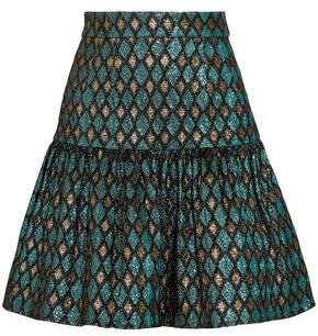 Gathered Metallic Jacquard Mini Skirt