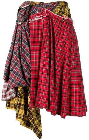 Pre-Owned deconstructed plaid skirt