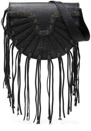 Garavani Embellished Fringed Textured-leather Shoulder Bag
