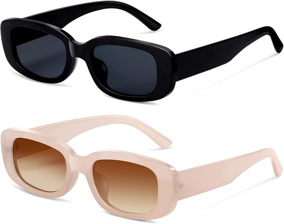 Amazon.com: VIYSIOO Rectangle Womens Sunglasses Retro Fashion 90s UV400 Protection Square Frame Y2K Sunglasses : Clothing, Shoes & Jewelry