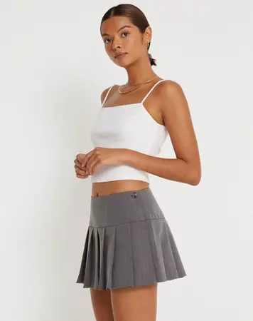 Charcoal High Waisted Pleated Micro Mini Skirt | Casini – motelrocks-com-us
