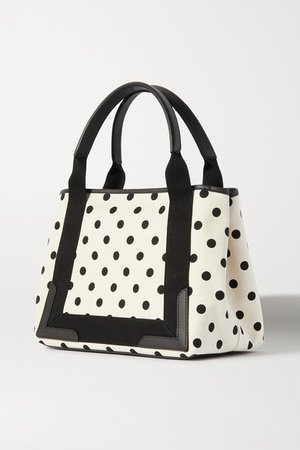 Balenciaga | Leather-trimmed polka-dot canvas tote | NET-A-PORTER.COM
