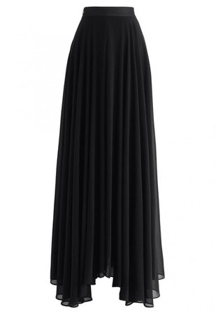 Timeless Favorite Chiffon Maxi Skirt in Black - Skirt - BOTTOMS - Retro, Indie and Unique Fashion
