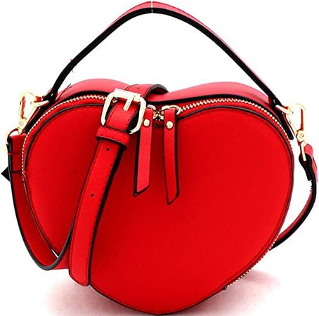 Amazon.com: Cute Heart Shape Girls Womens Vegan Leather Small Handle Satchel Crossbody Purse… (Red) : Clothing, Shoes & Jewelry