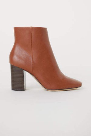 Block-heeled Ankle Boots - Orange
