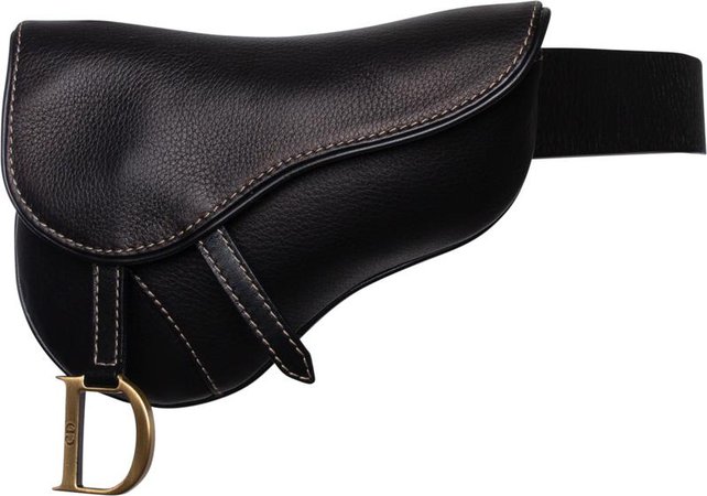 Christian Dior Black Leather Saddle Waist Bag | EL CYCER