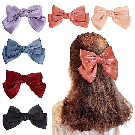 Amazon.com: Wooyaya 6 Pcs Shiny Satin Double Large Hair Bow Clips, Oversize Handmade Girl French Barrette Style Hair Clips for Women Girls Hair Accessories : Everything Else