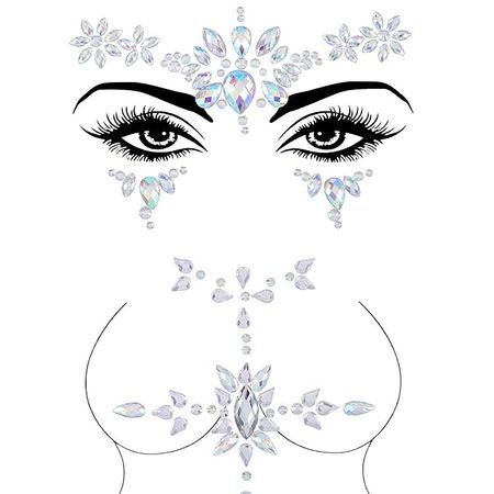 Amazon.com : Blindery Rhinestone Face Gems Mermaid Cross Chest Gem Crystal Eyes Face Stickers Jewels Body Rave Festival Party Face Jewelry for Women and Girls 2PCS : Beauty & Personal Care