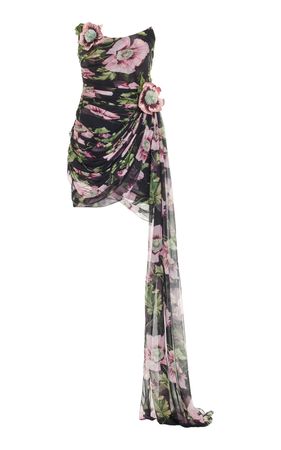 Draped Silk-Chiffon Mini Dress By Oscar De La Renta | Moda Operandi