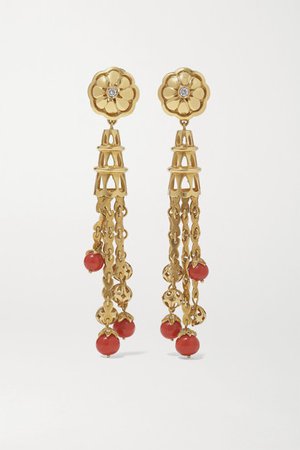 Fred Leighton | Mid-20th Century 18-karat gold, coral and diamond earrings | NET-A-PORTER.COM