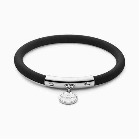 Blakely Black Silicone and Silver-Tone Bracelet - Skagen