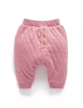 Pink Quilted Slouchy Track Pants - Baby Bottoms - Purebaby