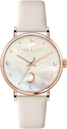 Amazon.com: Ted Baker Women's Stainless Steel Quartz Leather Strap, White, 18 Casual Watch (Model: BKPPHF1329I), Rose Gold/Mop/Cream : Clothing, Shoes & Jewelry