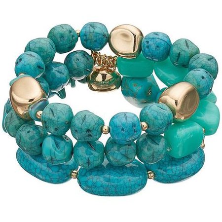 Turquoise & Gold Stone Stretch Bracelet