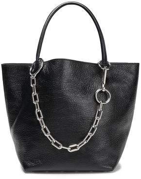 Chain-trimmed Textured-leather Tote
