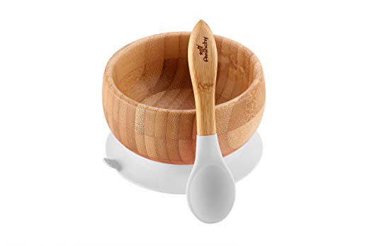 Amazon.com : Avanchy - Baby Feeding Bowl and Spoon Set, Bamboo Bowl with Spill Proof, Stay Put Suction Ring, 5" × 3" Bowl Size - Green : Baby