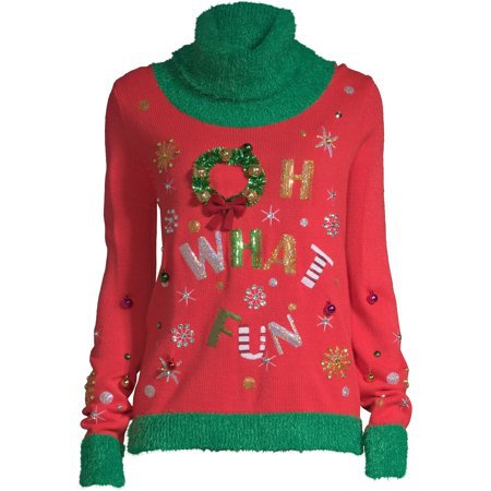 Holiday Time - Holiday Time Women's "Oh What Fun" Ugly Christmas Sweater - Walmart.com