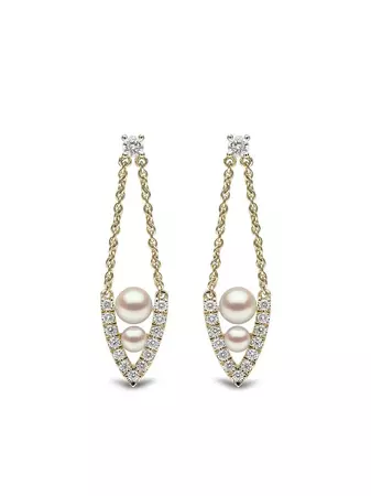 Yoko London 18kt Yellow Gold Diamond Pearl Sleek Earrings - Farfetch
