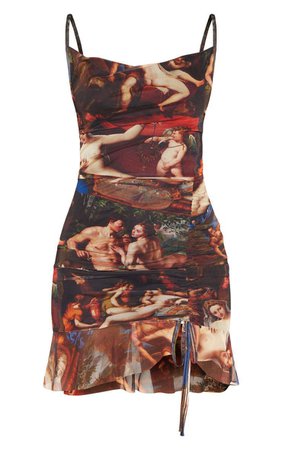 Multi Mesh Renaissance Print Ruched Bodycon Dress | Fashion, Fashion inspo outfits, Fashion outfits