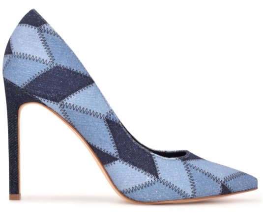 light blue denim patch heels