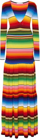 Striped Cotton-Blend Maxi Dress