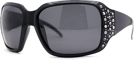 Amazon.com: SA106 Polarized Lens Oversize Rhinestone Bling Sparkling Womens Sunglasses All Black : Clothing, Shoes & Jewelry