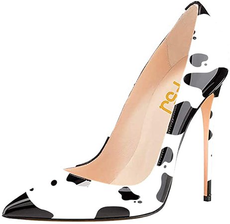 Amazon.com | FSJ Women Fashion Pointed Toe Pumps High Heel Stiletto Sexy Slip On Dress Shoe Size 8 Black-Red | Pumps