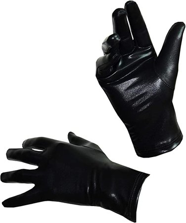 Seeksmile Costume Shiny Metallic Gloves Black