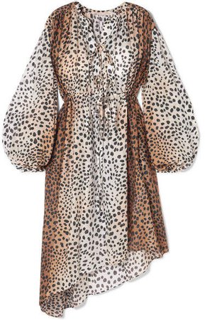 Animal-print Cotton And Silk-blend Poplin Dress - Leopard print