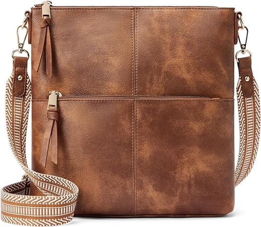 Amazon.com: WESTBRONCO Crossbody Purses for Women, Crossbody Bag, Medium Shoulder Handbags Vegan Leather Casual Satchel with Guitar Strap, Brown : Clothing, Shoes & Jewelry