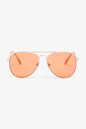 Rose tinted aviator sunglasses - Rose - Monki WW