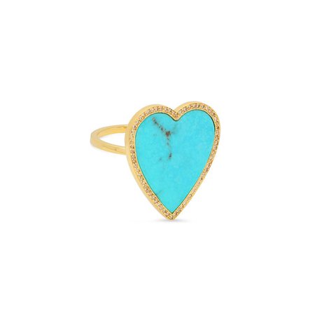 Jennifer Meyer | Turquoise Inlay Heart Ring with Diamonds