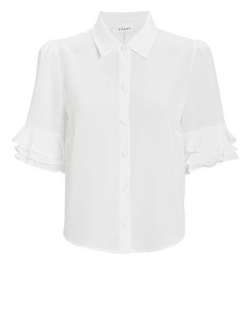 FRAME Ruffled Silk Button-Down Shirt | INTERMIX®