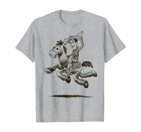 Amazon.com: Disney Pixar Toy Story Woody Bullseye Sketch Graphic T-Shirt: Clothing