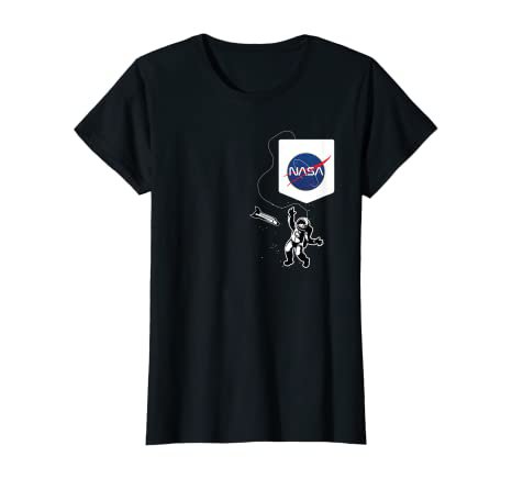 NASA Astronaut Hanging out of Pocket in Space Suit T-Shirt: Clothing