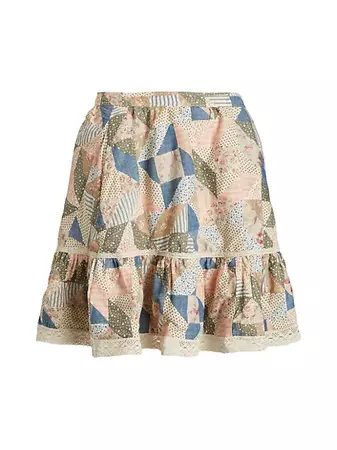 Shop Polo Ralph Lauren Patchwork Tiered Miniskirt | Saks Fifth Avenue