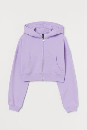 Short Hooded Sweatshirt Jacket - Purple