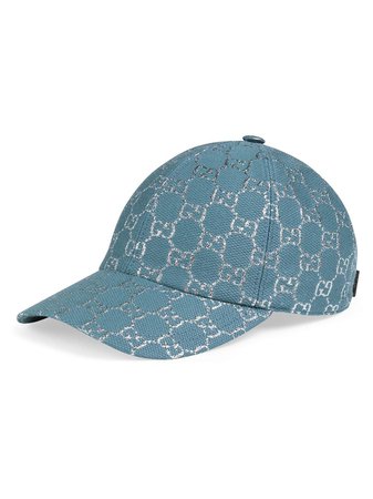 Shop blue & white Gucci GG lamé baseball cap with Express Delivery - Farfetch