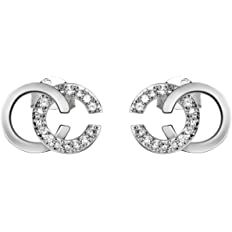 Amazon.com: Bodytrend Double C Silver Earrings - Stud Earrings - Silver Rose Gold Plating - Brilliant Cut Simulated Diamond Zirconia: Clothing, Shoes & Jewelry