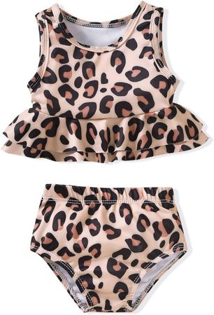 Amazon.com: Toddler Little Girls Swimsuit Two Piece Cheetah Ruffle Bathing Suit Bikini Tops Bottoms Swimming Suit Swimwear Beach Wear Leopard Khaki 3T - 4T: Clothing, Shoes & Jewelry