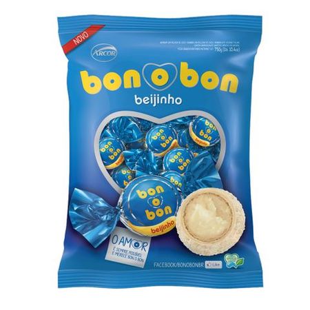 Bombom Bonobon Beijinho 15g c/50 - Arcor - Doce Malu