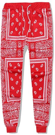 Amazon.com: Bandana Pants for men red Cashew flowers Hip Hop blue Jogging Bandana Pants women jacket clothing black bandana hoodie(Blue Pants,XL) : Clothing, Shoes & Jewelry