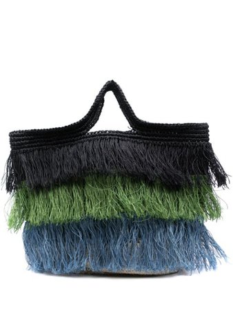 Marni Market tassel-fringe tote bag black & green BAMH0007A0RF083 - Farfetch